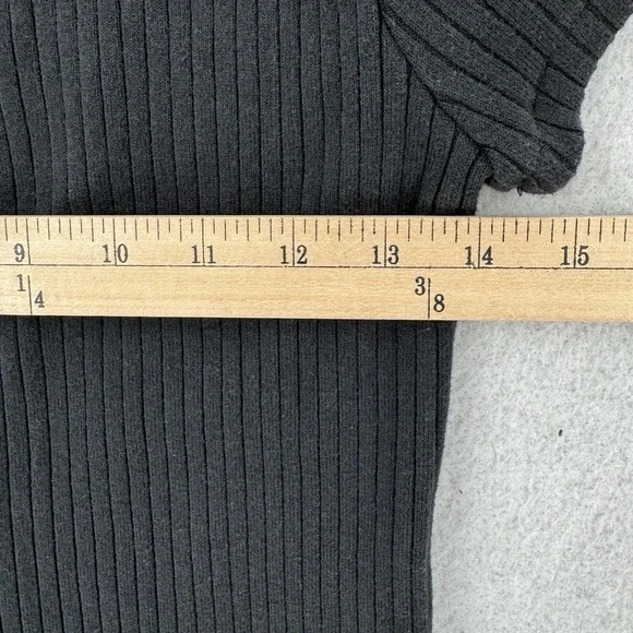 Madewell Dress Womens XS Black Ribbed Button up Pencil Fitted Knit Stretch - Picture 4 of 7